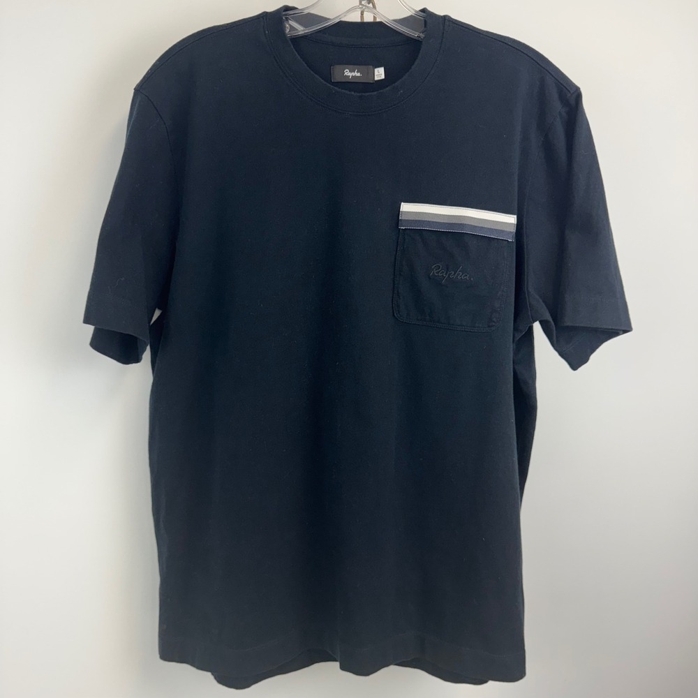 Rapha Logo Pocket T-Shirt‎ Navy Cotton Crewneck Size L Cycling Minimalist